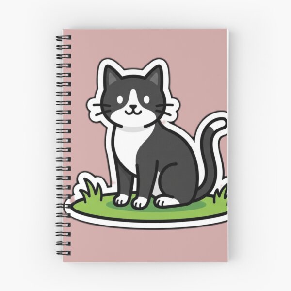 Item preview, Cute Tuxedo Cat Sitting on Grass – Minimal Kawaii Cat Sticker & Design T-Shirt designed and sold by RkRihan.