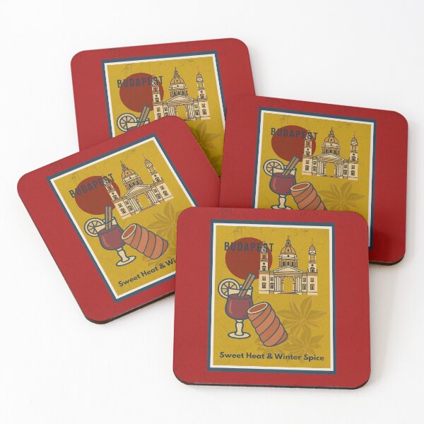 Item preview, Budapest Vintage Gold – Chimney Cake & Mulled Wine Retro Winter Art Print designed and sold by IdolejaArt.