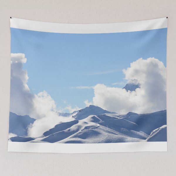 Item preview, Snow-covered peaks – path through fog and light / Swiss Artwork Photography designed and sold by Raphael Wolf.
