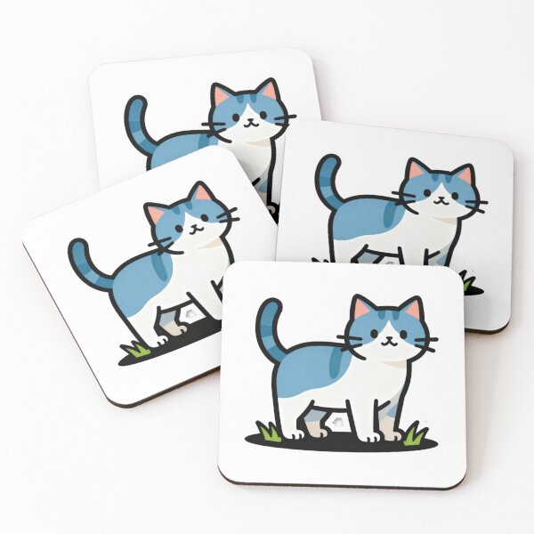 Item preview, Cute Blue and White Cartoon Cat Sticker – Kawaii Kitty Animal Design T-Shirt designed and sold by RkRihan.
