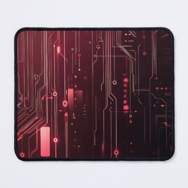 Item preview, Cybernetic art with silver and red circuits in a digital world designed and sold by frequent-art.