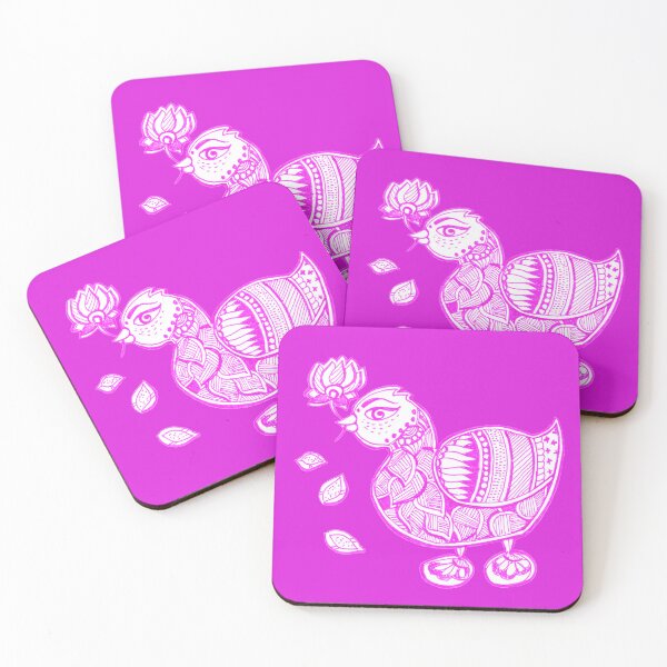 Item preview, Flower for you Magenta Duck Madhubani Design designed and sold by umasharda.