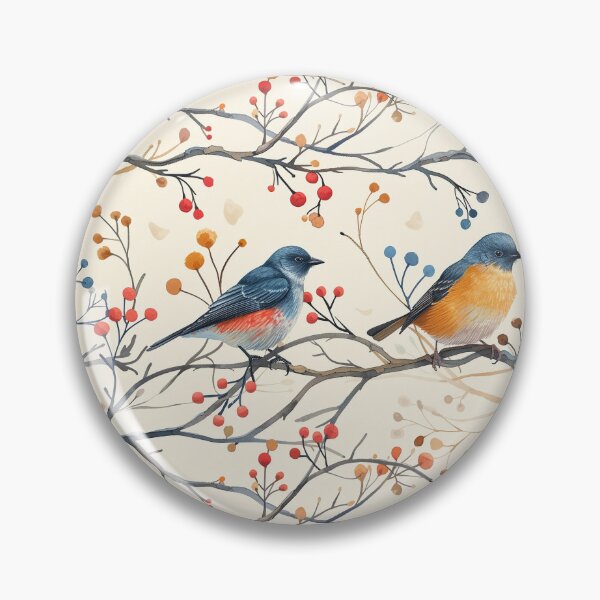 Item preview, Watercolor Birds Branches and Berries Pattern designed and sold by NTGUILTY.