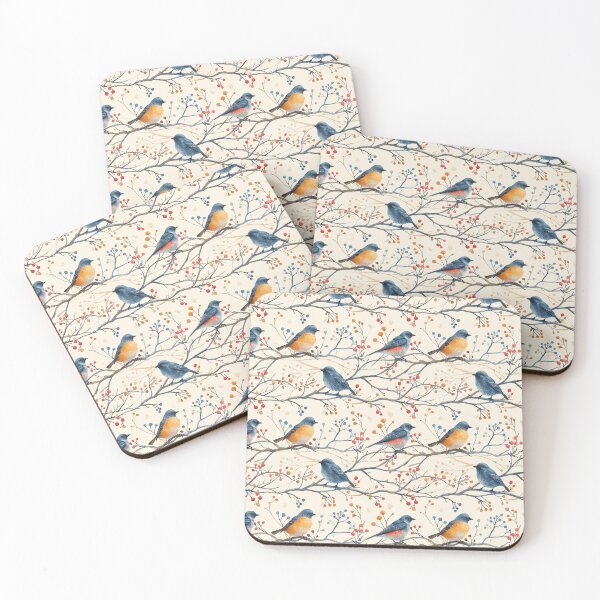 Item preview, Watercolor Birds Branches and Berries Pattern designed and sold by NTGUILTY.
