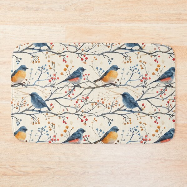 Item preview, Watercolor Birds Branches and Berries Pattern designed and sold by NTGUILTY.
