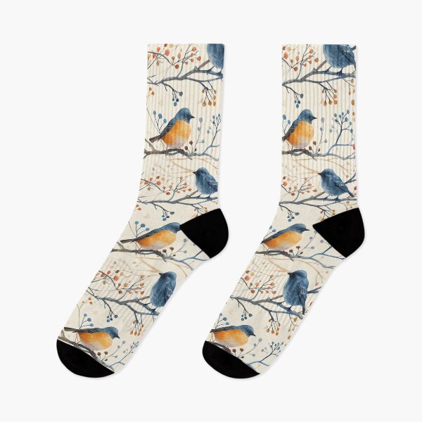 Item preview, Watercolor Birds Branches and Berries Pattern designed and sold by NTGUILTY.