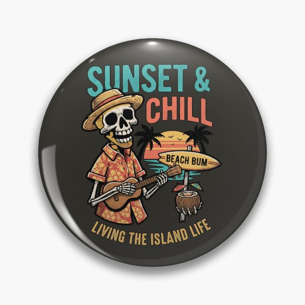 Item preview, Sunset & Chill Living the Island Life - Ukulele Skeleton designed and sold by AwesomeBeyondLimits.