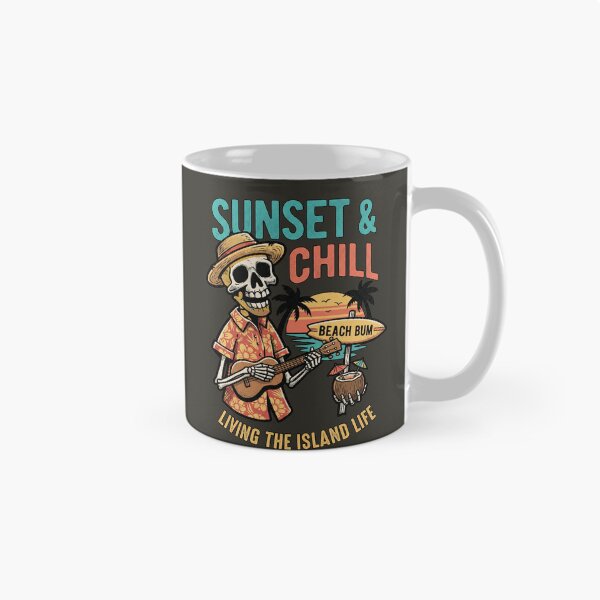 Item preview, Sunset & Chill Living the Island Life - Ukulele Skeleton designed and sold by AwesomeBeyondLimits.