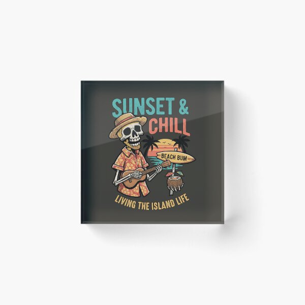 Item preview, Sunset & Chill Living the Island Life - Ukulele Skeleton designed and sold by AwesomeBeyondLimits.