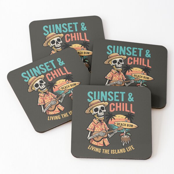 Item preview, Sunset & Chill Living the Island Life - Ukulele Skeleton designed and sold by AwesomeBeyondLimits.