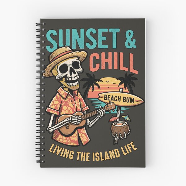 Item preview, Sunset & Chill Living the Island Life - Ukulele Skeleton designed and sold by AwesomeBeyondLimits.