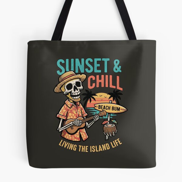 Item preview, Sunset & Chill Living the Island Life - Ukulele Skeleton designed and sold by AwesomeBeyondLimits.