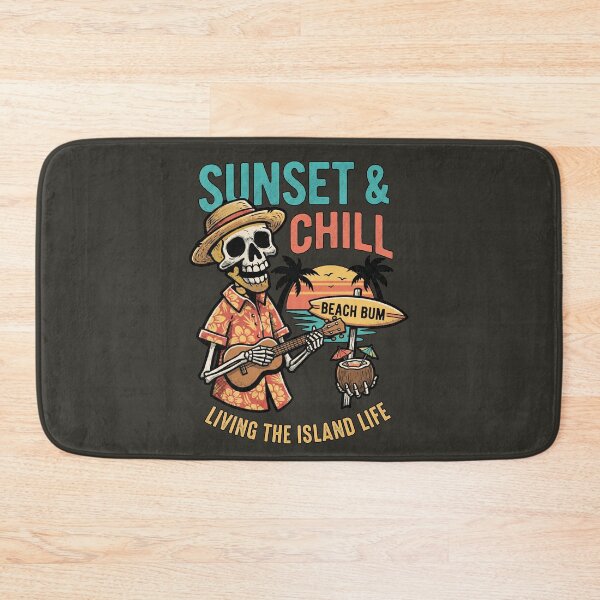 Item preview, Sunset & Chill Living the Island Life - Ukulele Skeleton designed and sold by AwesomeBeyondLimits.