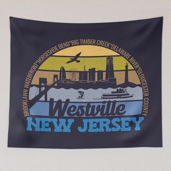Artikelvorschau, Westville New Jersey Sunset Retro Vintage Lokalstolz Logo entworfen und verkauft von CRHPOD20.