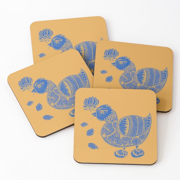 Item preview, Flower for you Yellow Blue Duck Madhubani Design designed and sold by umasharda.
