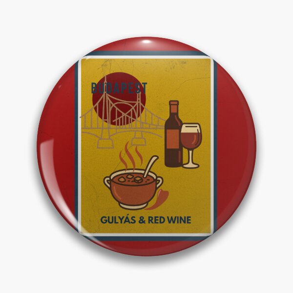 Item preview, Budapest Vintage Gold – Goulash & Red Wine Retro Kitchen Art Print designed and sold by IdolejaArt.