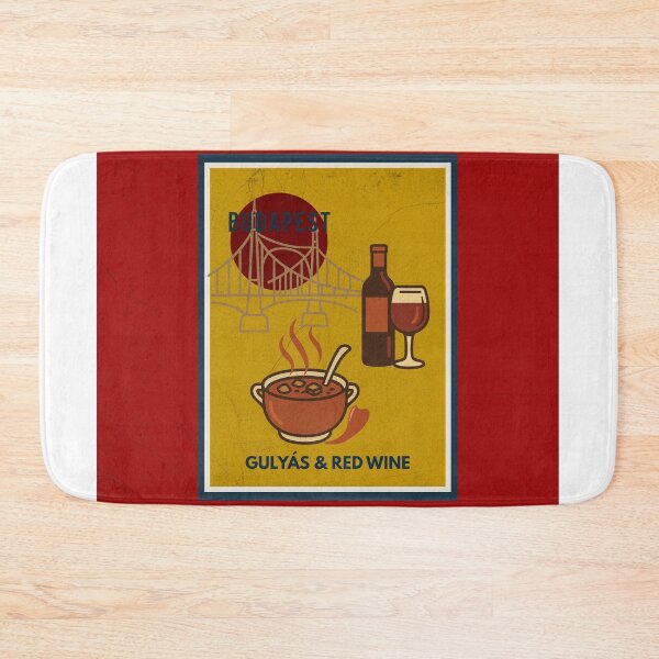Item preview, Budapest Vintage Gold – Goulash & Red Wine Retro Kitchen Art Print designed and sold by IdolejaArt.