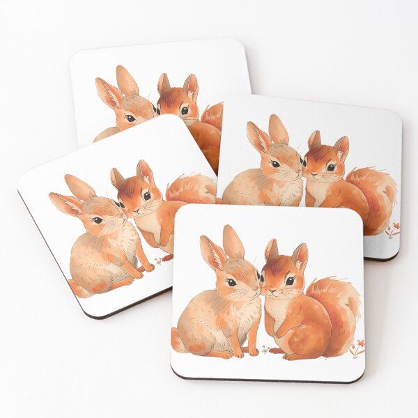 Item preview, Cute Bunny and Squirrel Duo designed and sold by HoneyBreezeCo.