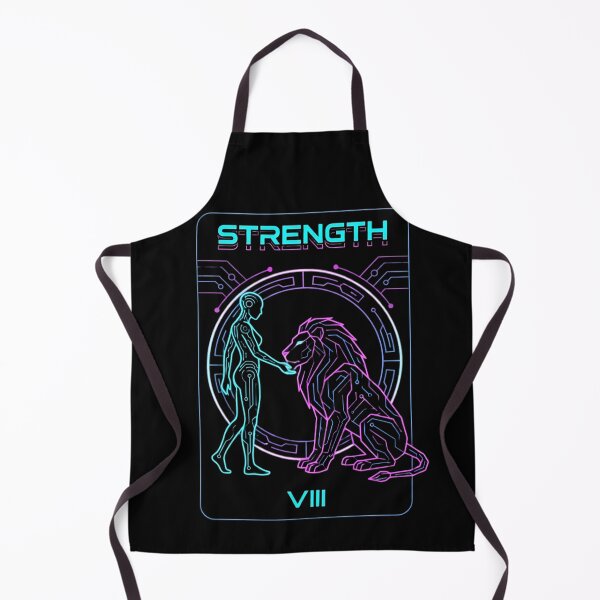 Item preview, Cybernetic Tarot Strength Card – Neon Lion & Android designed and sold by Dewer Shop.