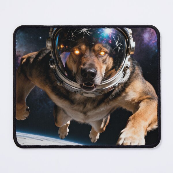 Item preview, Fierce Space Dog – Realistic Astronaut Dog Floating in Space designed and sold by ArtWearStudio12.