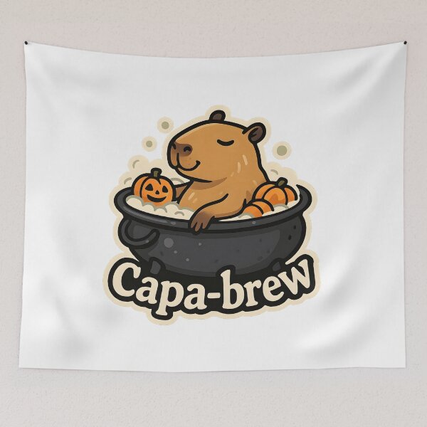 Item preview, Capa-brew! - Cute Capybara Halloween Cauldron Bath designed and sold by Cheerioza.