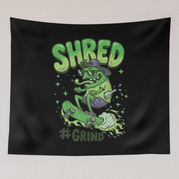 Item preview, Shred Grind - Cool Green Monster Skateboarder Art designed and sold by AwesomeBeyondLimits.
