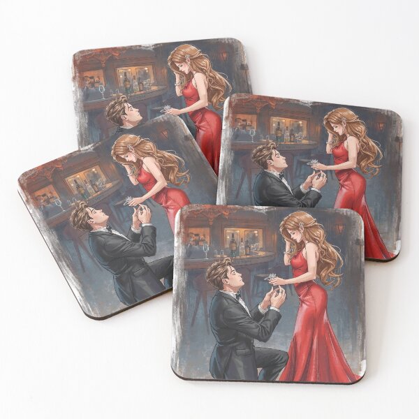Item preview, Girl in Red and men in black is proposing her - Valentine Special - Couple Romantic moments designed and sold by RSDigitalPrintDesign.