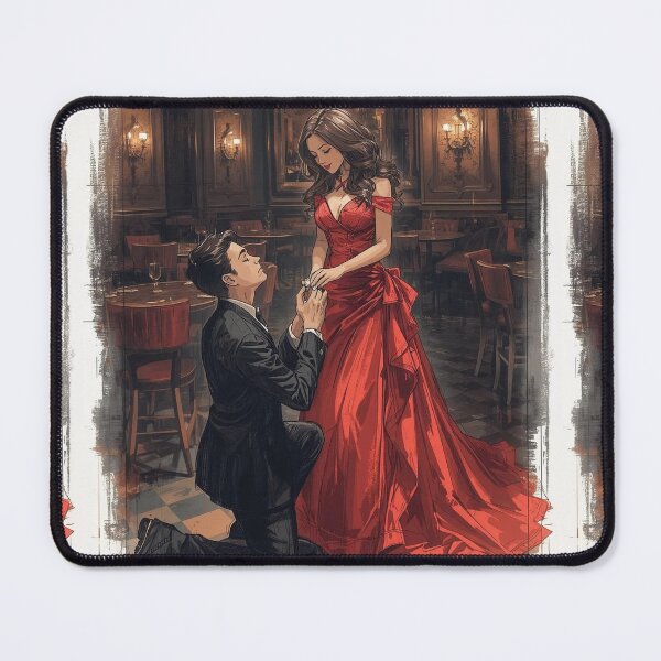 Item preview, Girl in Red and men in black is proposing her - Valentine Special - Couple Romantic moments designed and sold by RSDigitalPrintDesign.