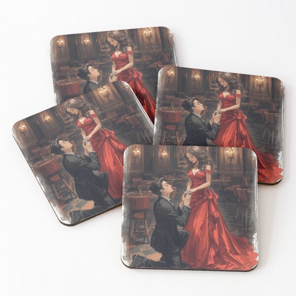 Item preview, Girl in Red and men in black is proposing her - Valentine Special - Couple Romantic moments designed and sold by RSDigitalPrintDesign.