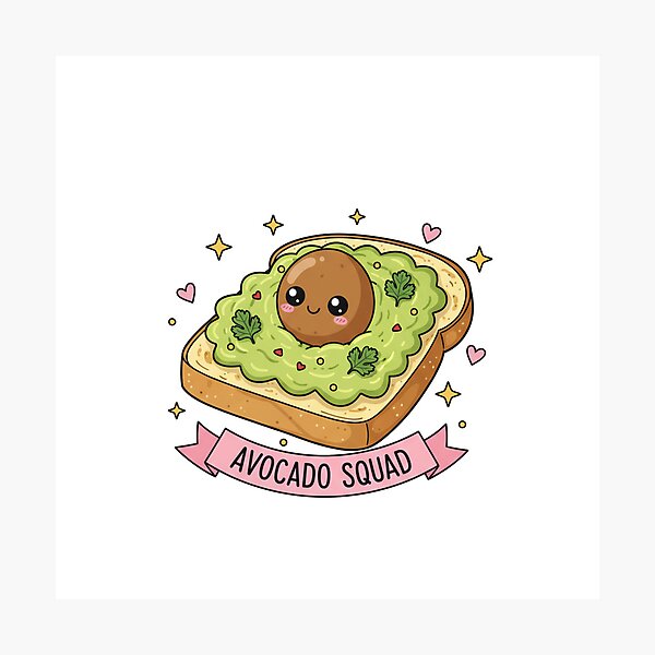 Item preview, Kawaii Avocado Toast Sweet Breakfast Cute Food Chibi Healthy Food Vegan Vegetarian Avocado Love designed and sold by DarkNight9.