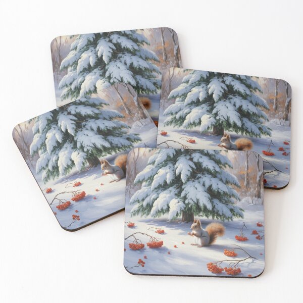 Item preview, A squirrel collects rowan berries,oil paint. designed and sold by elegantpaterns.