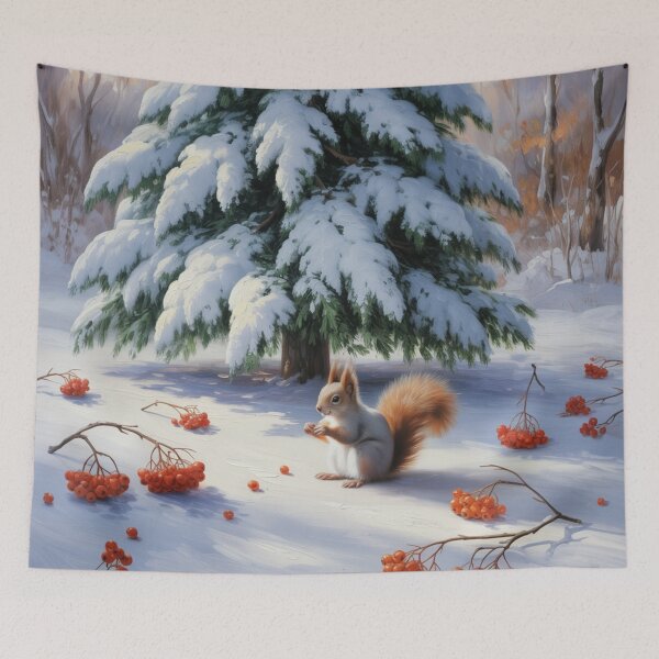 Item preview, A squirrel collects rowan berries,oil paint. designed and sold by elegantpaterns.