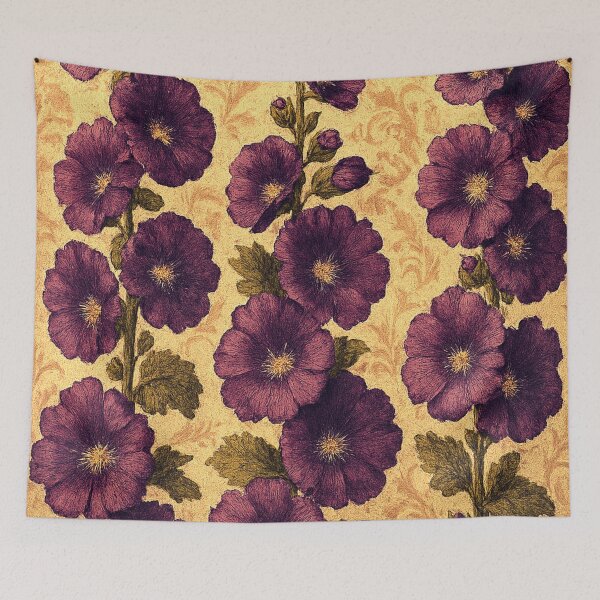 Artikelvorschau, Vintage Hollyhocks #01 entworfen und verkauft von C ON V E RS A T I O N~PE A C E ™.