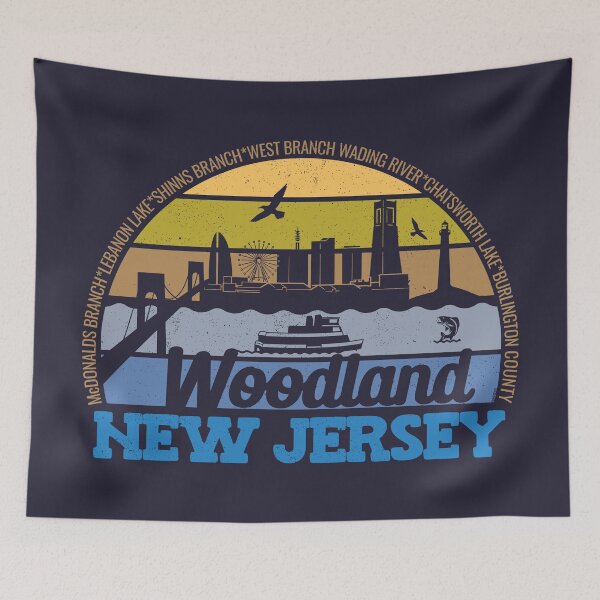 Artikelvorschau, Woodland New Jersey Sunset Retro Vintage Local Pride Logo entworfen und verkauft von CRHPOD20.
