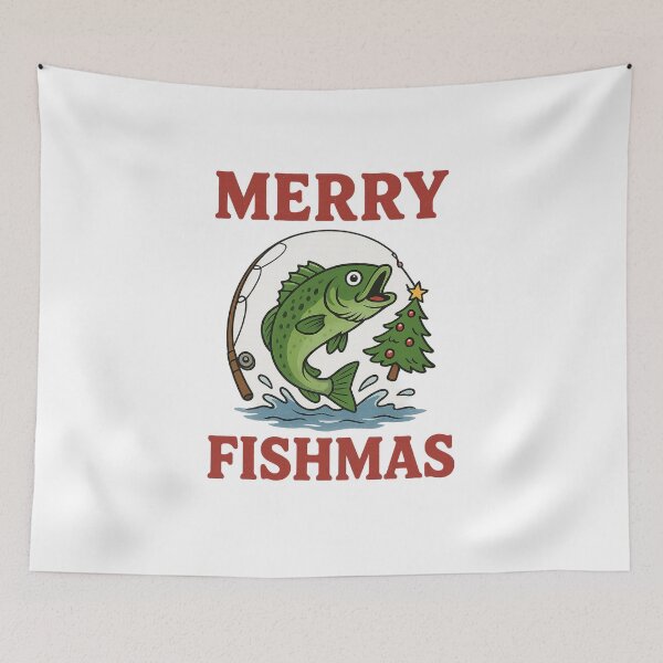 Item preview, Funny Christmas Fishing T-Shirt – “Merry Fishmas” – Holiday Fisherman Gift designed and sold by MeixGraphics.