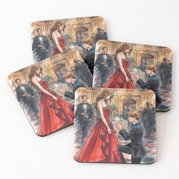 Item preview, Girl in Red and men in black is proposing her - Valentine Special - Couple Romantic moments designed and sold by RSDigitalPrintDesign.