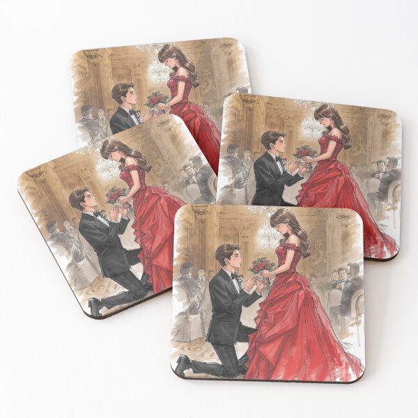 Item preview, Girl in Red and men in black is proposing her - Valentine Special - Couple Romantic moments designed and sold by RSDigitalPrintDesign.