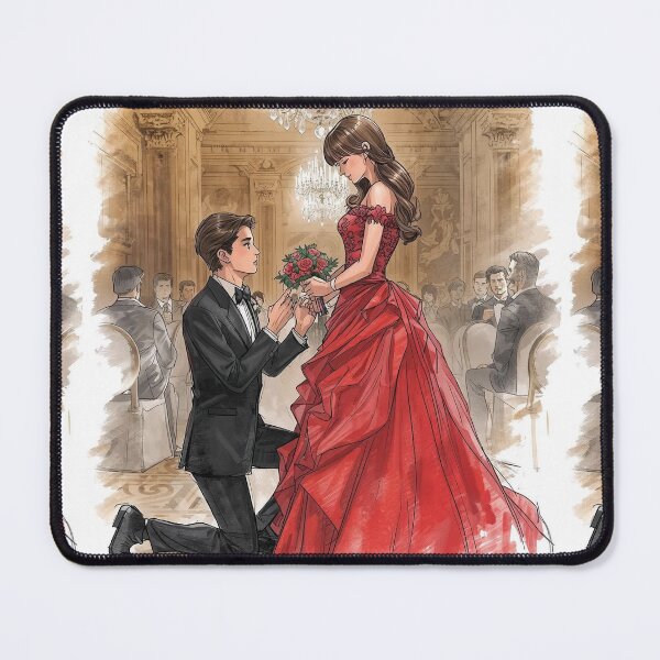 Item preview, Girl in Red and men in black is proposing her - Valentine Special - Couple Romantic moments designed and sold by RSDigitalPrintDesign.