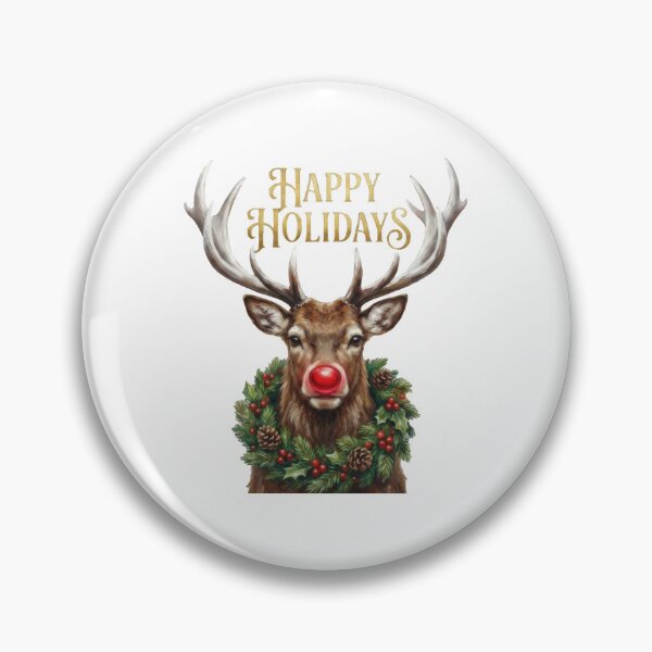 Item preview, Realistic Reindeer Stag Portrait with Red Nose and Holiday Wreath designed and sold by zoughlal.