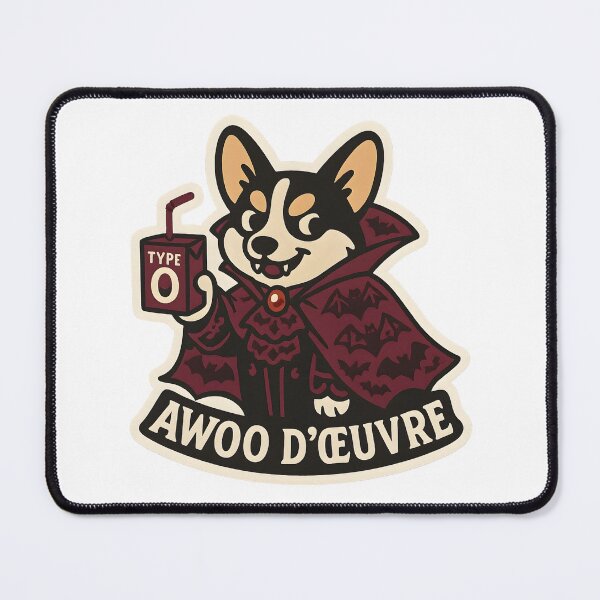 Item preview, Awoo d'Oeuvre! Corgi Vampire Drinking Type O Juice designed and sold by Cheerioza.