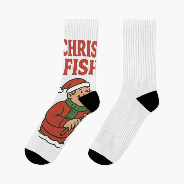 Item preview, Funny Christmas Fishing Joke – Holiday Humor T-Shirt Design designed and sold by MeixGraphics.