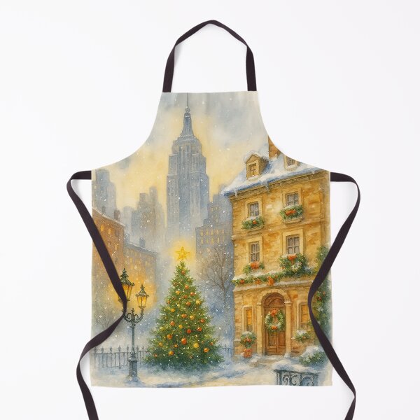 Item preview, Vintage NYC Christmas — New York Winter Cityscape with Tree & Snowy Brownstone Illustration designed and sold by elgreko.
