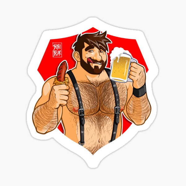 ADAM LIKES SAUSAGE AND BEER - RED BACKGROUND Sticker