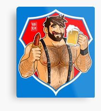 ADAM LIKES SAUSAGE AND BEER - RED BACKGROUND Metal Print