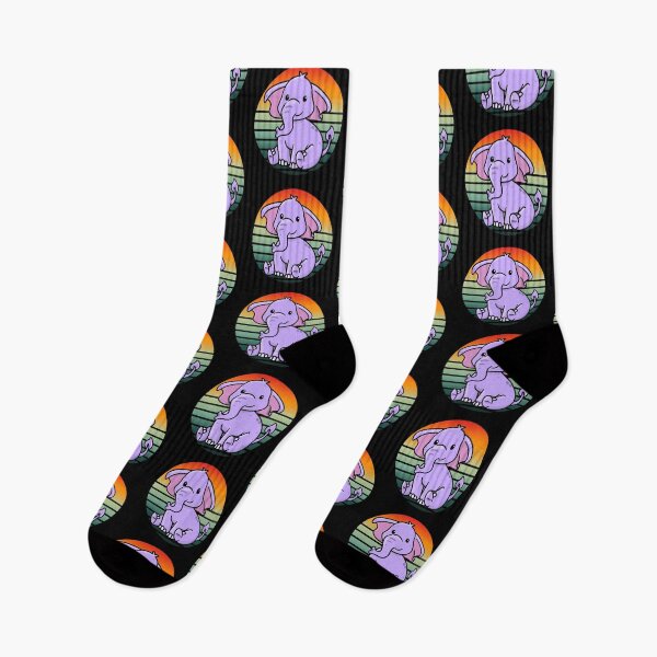 Item preview, Purple Baby Elephant Retro Sunset designed and sold by OugelShop.