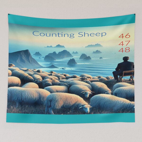 Item preview, Counting Sheep | Insomnia Art on a Misty Coastal Cliff designed and sold by daweave77.