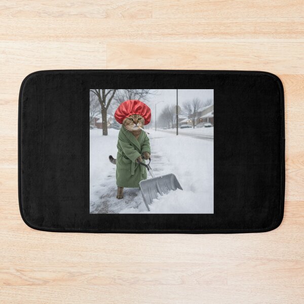 Item preview, Cat Shoveling Snow in Green Robe designed and sold by Pawrizzma POD.