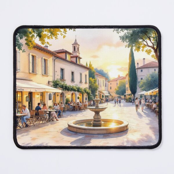Item preview, A Provençal village square at dusk designed and sold by jefboutique6150.