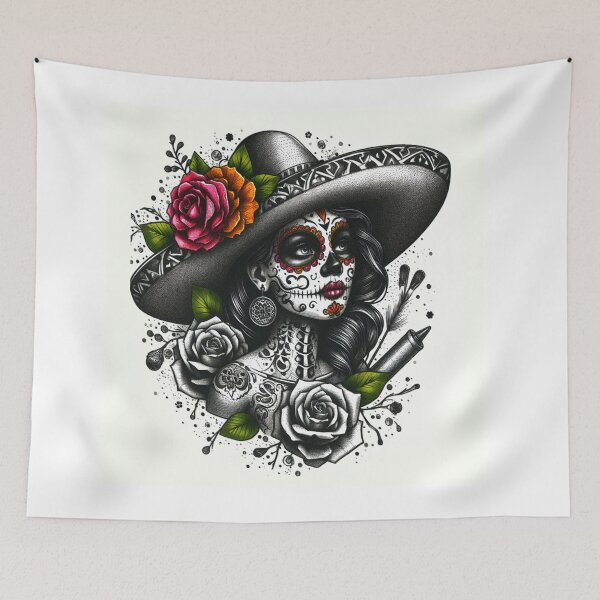 Item preview, Mexican Sugar Skull Catrina – Day of the Dead, Traditional Calavera, Feminine Mystique designed and sold by BellaAbreu8.