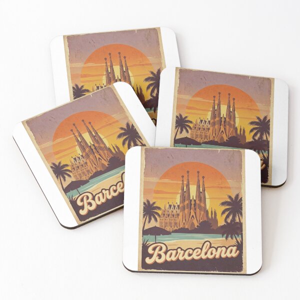Item preview, Vintage Barcelona Sunset La Sagrada Familia Retro Travel Poster designed and sold by EverBranz-stor.